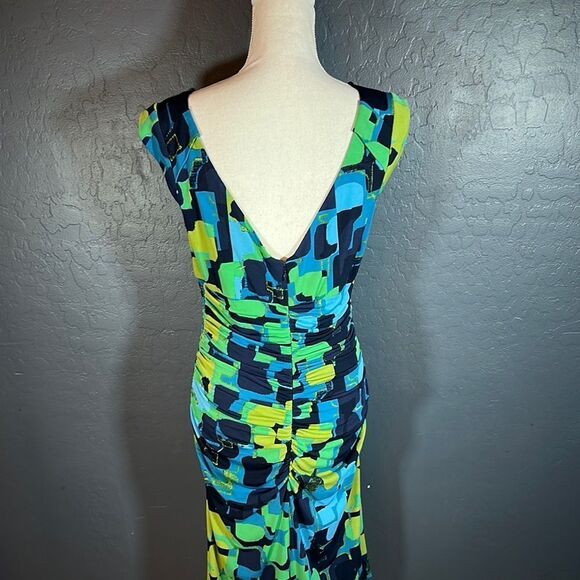 Jax Blue and Green low back Sheath Midi Dress - Picture 4 of 6